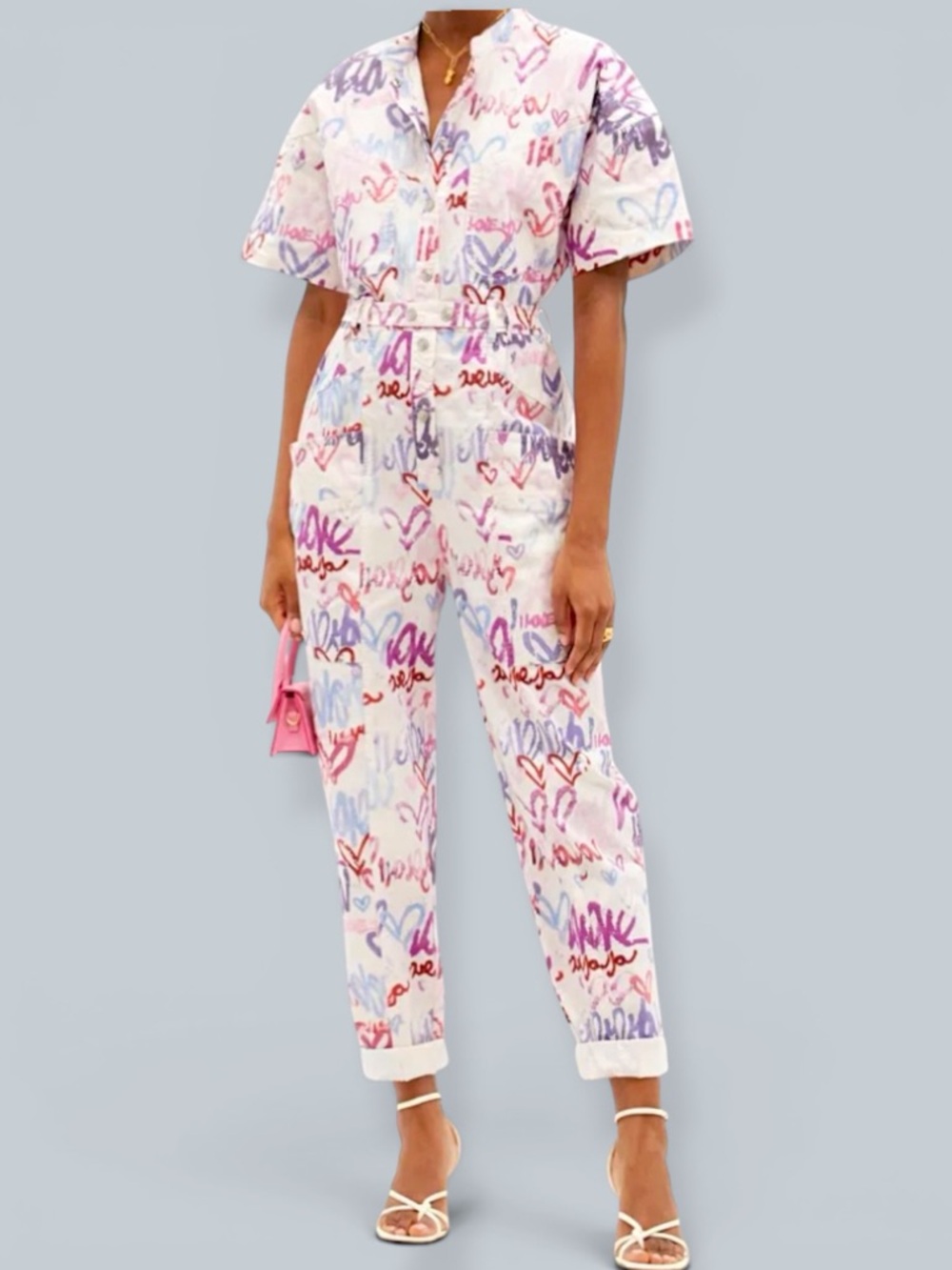 RARE Isabel Marant Etundra SS21 Runway Heart Graffiti Jumpsuit FR 38 | US 6